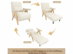 Hauss Spole Sillón convertible 3 en 1 con función cama y cojín - Tejido de lino