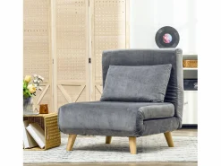 Sillón convertible con cojín, respaldo regulable en 6 posiciones, terciopelo (72x78x79cm)