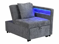 Hauss Spole Sillón convertible con LED, USB, Tipo C y soporte lumbar - Sofá cama multifuncional - Tela de lino gris