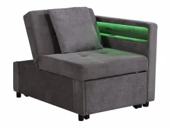 Hauss Spole Sillón convertible con LED, USB, Tipo C y soporte lumbar - Sofá cama multifuncional - Tela de lino oscuro