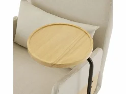 Best DripeX Sillón convertible de lino , con mesa de madera y almohada, respaldo ajustable, superficie para acostarse 180x62 cm Beige