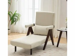 Discount DripeX Sillón convertible de lino - con almohada - respaldo ajustable en 6 niveles - superficie para acostarse 184x56 cm Beige