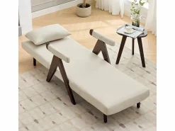 Discount DripeX Sillón convertible de lino - con almohada - respaldo ajustable en 6 niveles - superficie para acostarse 184x56 cm Beige