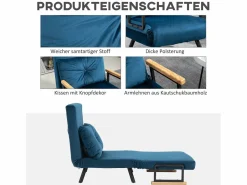 Sillón convertible en cama, tejido terciopelo, color (63x73x81 cm)