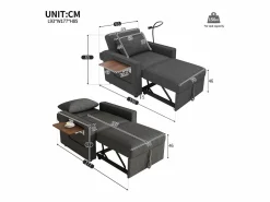 Clearance Sillón convertible en pana - Sofá individual con mesa auxiliar y puertos USB/Tipo C Sillón Cama