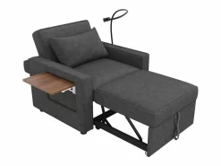 Clearance Sillón convertible en pana - Sofá individual con mesa auxiliar y puertos USB/Tipo C Sillón Cama