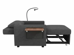 Clearance Sillón convertible en pana - Sofá individual con mesa auxiliar y puertos USB/Tipo C Sillón Cama