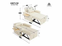 Hauss Spole Sillón convertible en pana - Sofá individual con mesa auxiliar y puertos USB/Tipo C