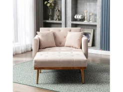 Hauss Spole Sillón convertible en terciopelo con respaldo regulable en 3 posiciones 165x90x77cm Beige