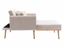 Hauss Spole Sillón convertible en terciopelo con respaldo regulable en 3 posiciones 165x90x77cm Beige