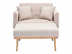 Hauss Spole Sillón convertible en terciopelo con respaldo regulable en 3 posiciones 165x90x77cm Beige