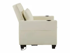 Clearance OKWISH Sillón de 1 plaza en cuero sintético con puerto USB y portavasos - Convertible en cama o chaise longue Blanco