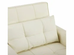 Clearance OKWISH Sillón de 1 plaza en cuero sintético con puerto USB y portavasos - Convertible en cama o chaise longue Blanco
