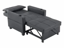 Sale Sillón de 1 plaza en cuero sintético con puerto USB y portavasos - Convertible en cama o chaise longue Sillón Cama
