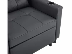 Sale Sillón de 1 plaza en cuero sintético con puerto USB y portavasos - Convertible en cama o chaise longue Sillón Cama
