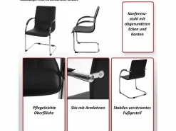 MCW Sillón de conferencia Perm (juego de 2), Negro