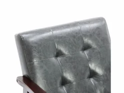 Outlet Sillón de cuero artificial tapizado estilo vintage - Sillón de madera natural para oficina o dormitorio, azul Sillón De Piel