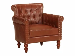 Discount Sillón de cuero auténtico de cabra marrón Sillón De Piel