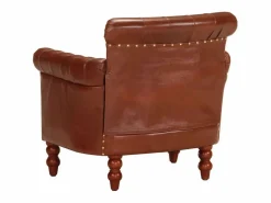 Discount Sillón de cuero auténtico de cabra marrón Sillón De Piel