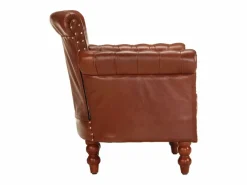Clicnbuy Sillón de cuero auténtico de cabra marrón oscuro