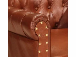 Clicnbuy Sillón de cuero auténtico de cabra marrón oscuro