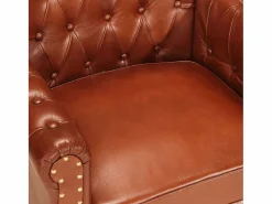 Clicnbuy Sillón de cuero auténtico de cabra marrón oscuro