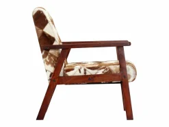 New Sillón de cuero auténtico de cabra blanco y marrón Sillón De Piel