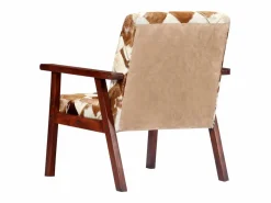 New Sillón de cuero auténtico de cabra blanco y marrón Sillón De Piel
