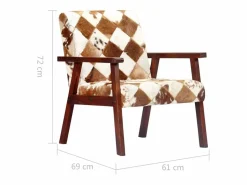New Sillón de cuero auténtico de cabra blanco y marrón Sillón De Piel