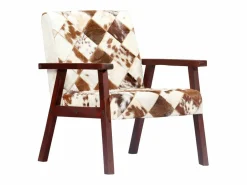 New Sillón de cuero auténtico de cabra blanco y marrón Sillón De Piel