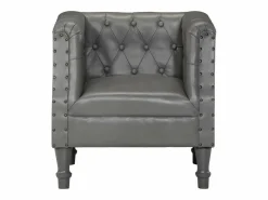 vidaxl Sillón de cuero auténtico Gris