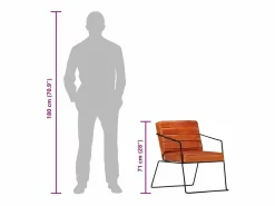 Sale vidaxl Sillón de cuero auténtico marrón canela Marru00f3n