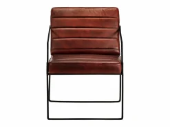 Clicnbuy Sillón de cuero auténtico marrón oscuro