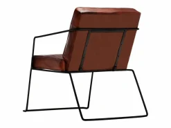 Clicnbuy Sillón de cuero auténtico marrón oscuro