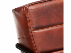 Clicnbuy Sillón de cuero auténtico marrón oscuro