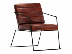 Clicnbuy Sillón de cuero auténtico marrón oscuro