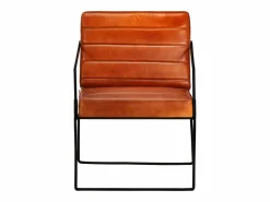 Clicnbuy Sillón de cuero auténtico marrón canela Marru00f3n