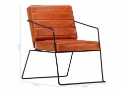 Clicnbuy Sillón de cuero auténtico marrón canela Marru00f3n