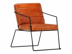 Clicnbuy Sillón de cuero auténtico marrón canela Marru00f3n