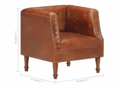 Discount vidaxl Sillón de cuero auténtico marrón Marru00f3n