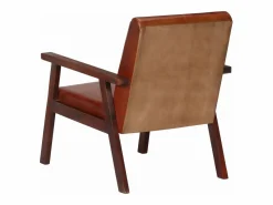 Clicnbuy Sillón de cuero auténtico marrón oscuro