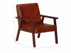 Clicnbuy Sillón de cuero auténtico marrón oscuro