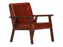 Clicnbuy Sillón de cuero auténtico marrón oscuro