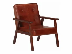 Clicnbuy Sillón de cuero auténtico marrón oscuro
