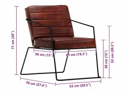vidaxl Sillón de cuero auténtico marrón oscuro