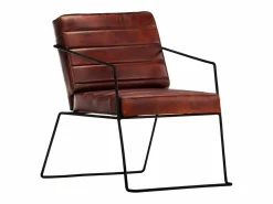 vidaxl Sillón de cuero auténtico marrón oscuro