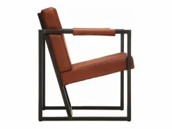 Clicnbuy Sillón de cuero auténtico marrón