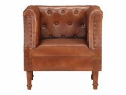 Clearance Sillón de cuero auténtico marrón Sillón De Piel