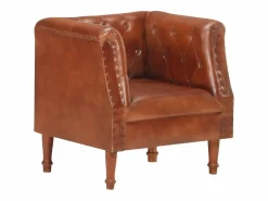 Clearance Sillón de cuero auténtico marrón Sillón De Piel