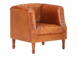 vidaxl Sillón de cuero de cabra auténtico marrón